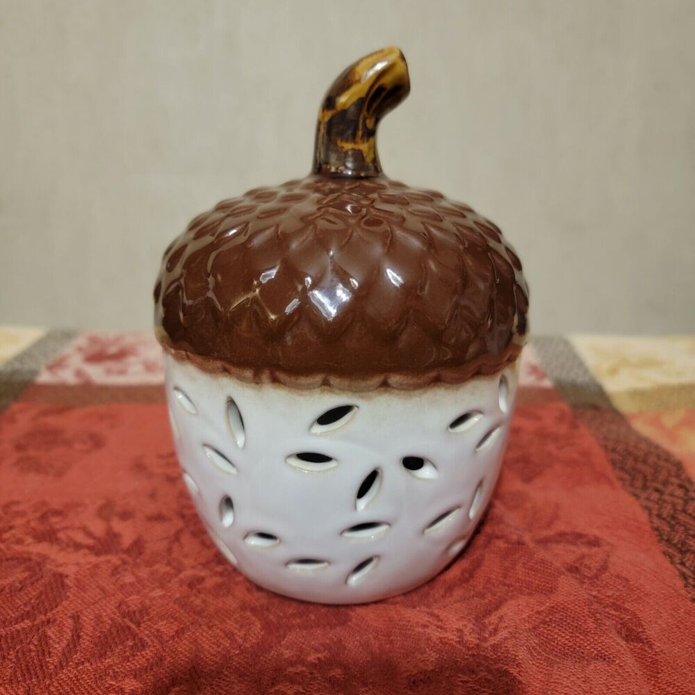 Ceramic Acorn Candle Holder Tea Light High Gloss Holiday Home Kitchen Decor